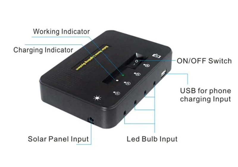 portable Solar Home Kit with Three Bulbs and a Replaceable Battery, Convenience for Home Lighting.